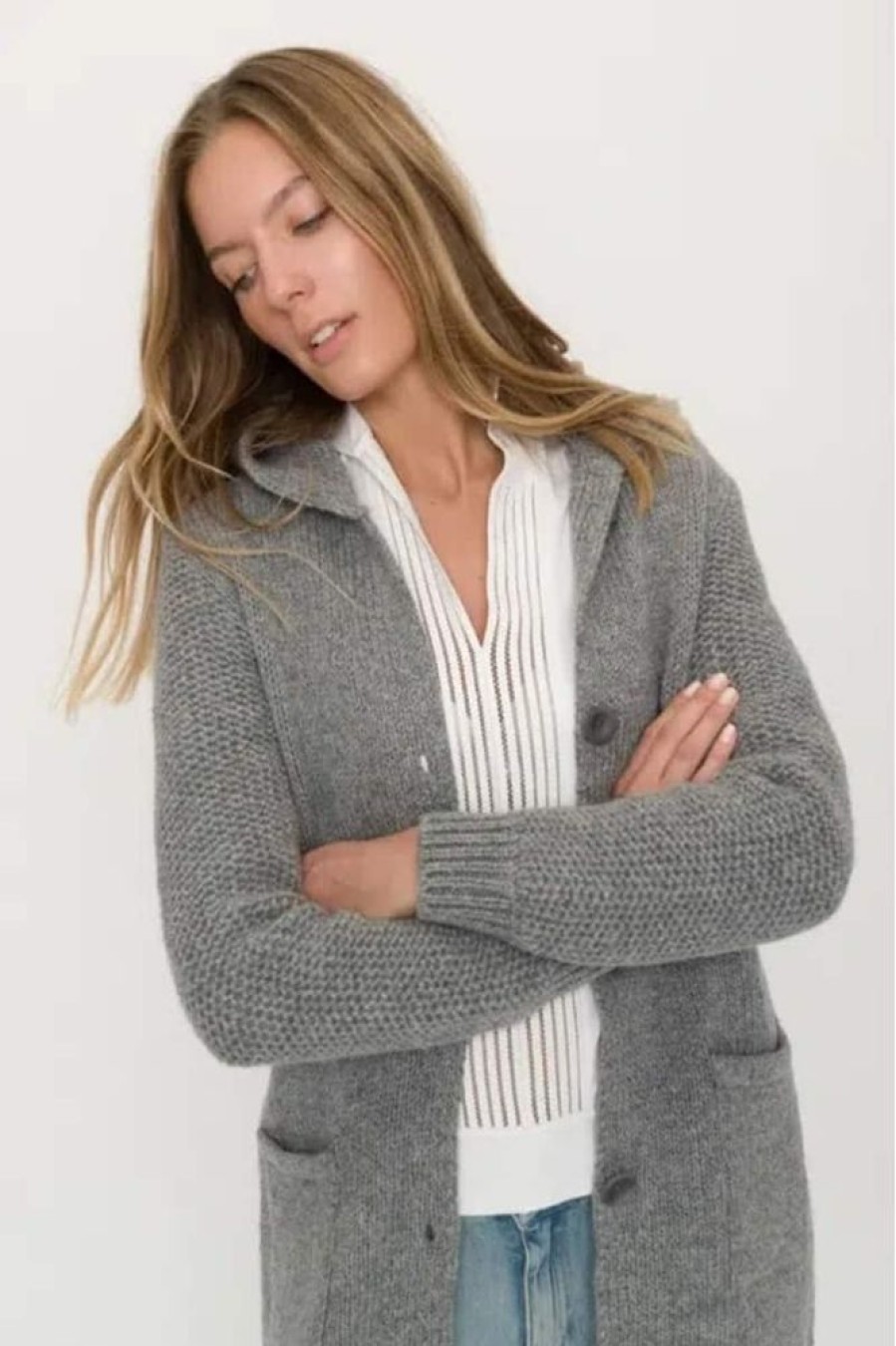 Damer Wool house Ulljakker | Eri Wool Sweater Grey Melange