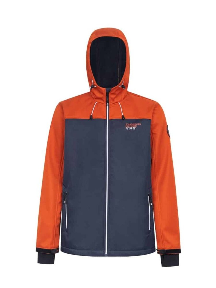 Herrer Scandinavian Explorer Softshelljakker | Softshell Jakke Marine Orange