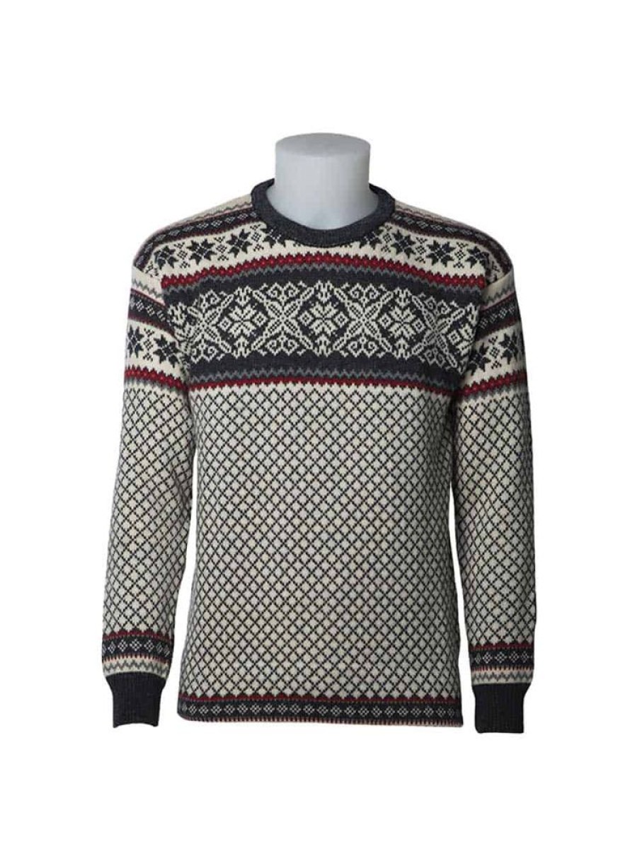 Herrer Norlender Knitwear Ullgensere | Osteroy Ull Genser Gra Hvit