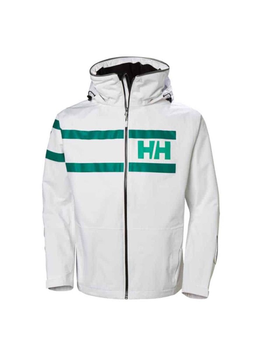 Herrer Helly Hansen Seilerjakker | Salt Power Jakke Hvit Gronn