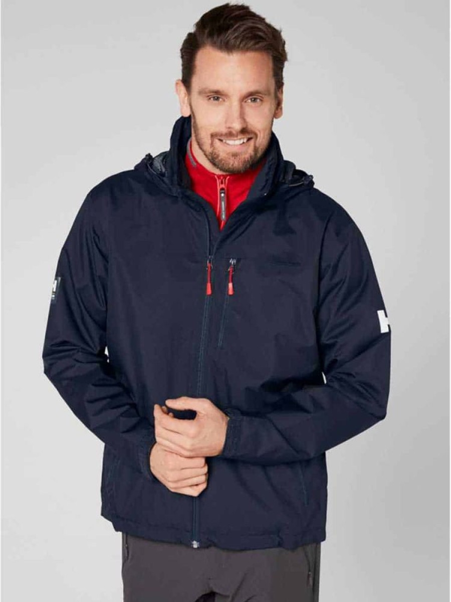 Herrer Helly Hansen Seilerjakker | Crew Jakke Med Hette Marine