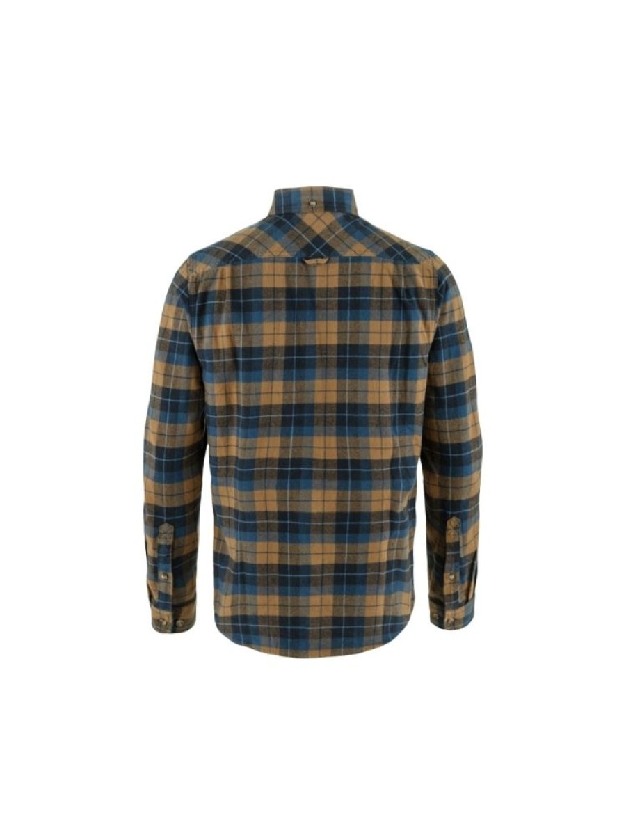 Herrer Fjällräven Topper Og T-Skjorter | Singi Heavy Flannel Skjorte Marine Og Brun