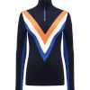 Damer We Norwegians Ullgensere | Voss Chevron Zip Up Genser Bla