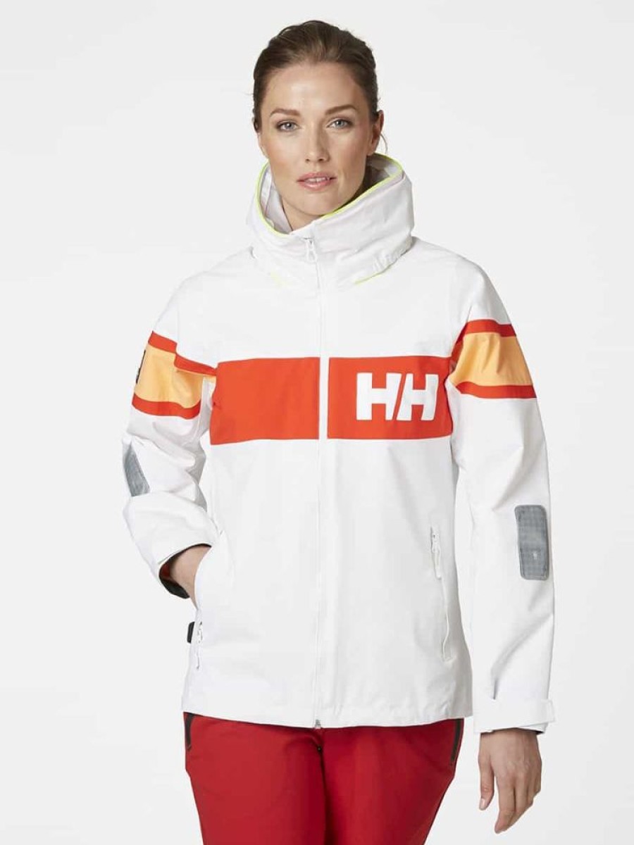 Damer Helly Hansen Seilerjakker | Salt Flag Jakke Hvit Oransje