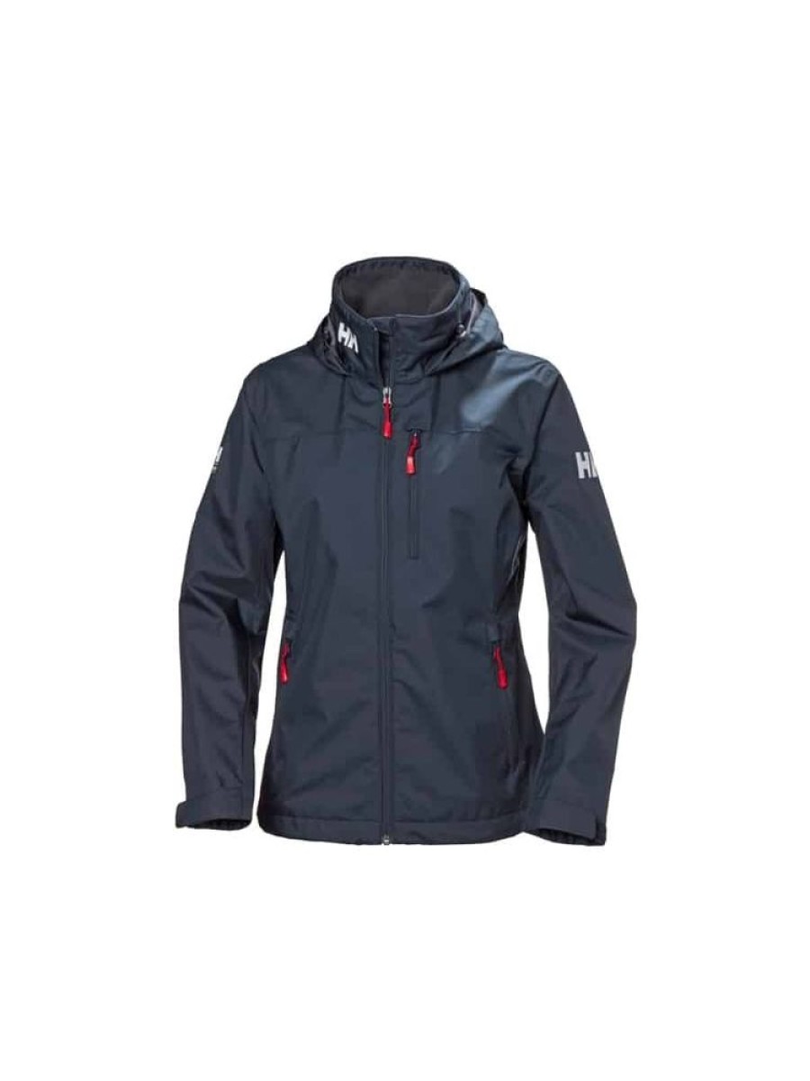 Damer Helly Hansen Seilerjakker | Crew Hooded Mellomlag Jakke Marine