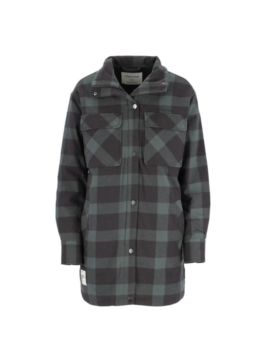 Damer Twentyfour Fritidsjakker | Finse Flannel Jakke Mellomgronn