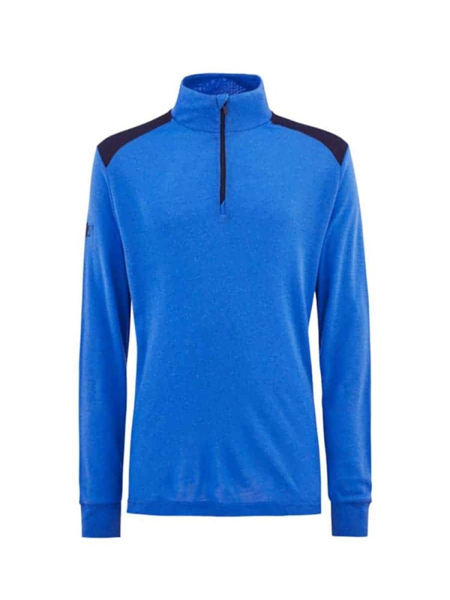 Herrer WoolLand Ullgensere | Faerder Ull Half Zip Top Topas